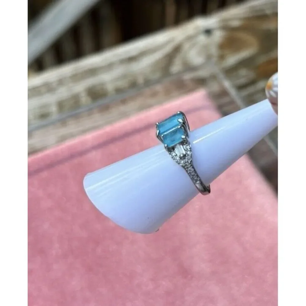 Ring Bomb Ring RBP2450 Wished For‎ Us Sz 6 Light Blue Quartz Rhodium Plated